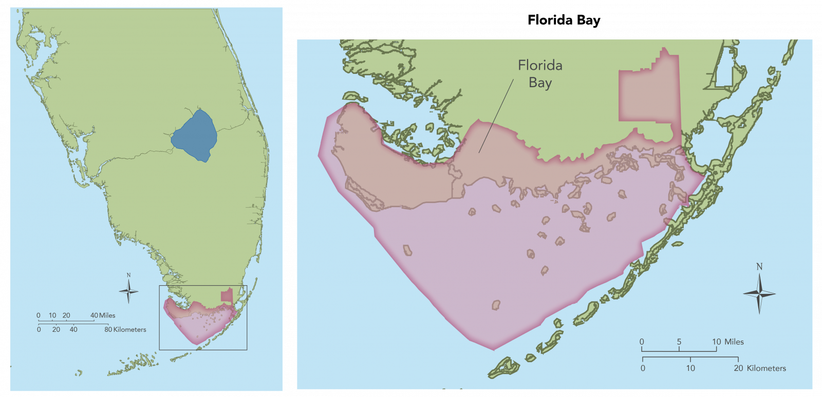 Florida Bay Map showing overview and close up
